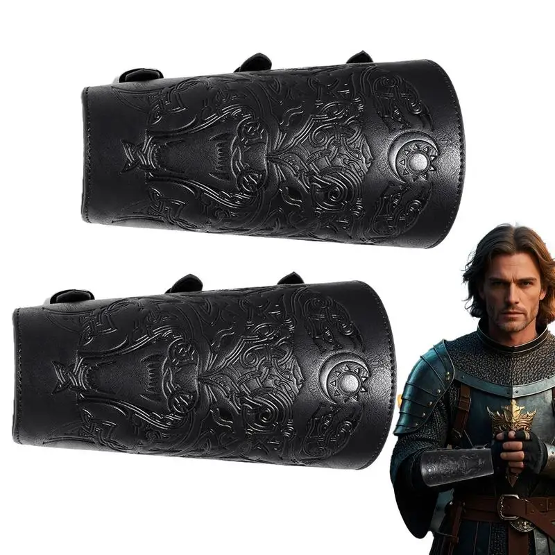 

Medieval Bracers For Men 1 Pair Vintage Medieval Knight Bracers For Cosplay Adjustable Width Embossed Arm Guard Wristband