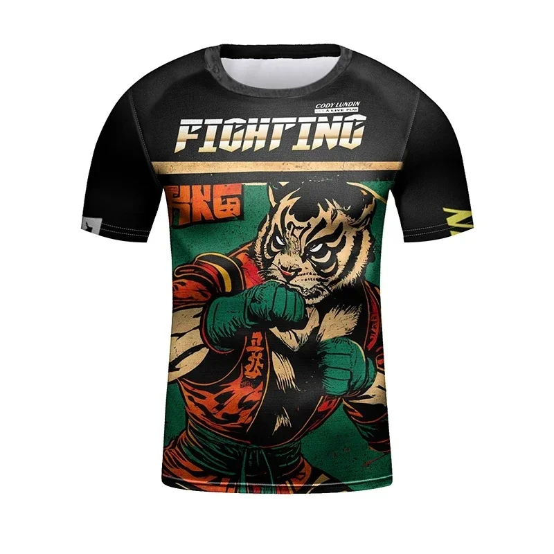Brazilian Jiu Jitsu Muscle Protecting Children's Jiu Jitsu MMAT T-shirt+Pants Fist Set Boys Guard Muay Thai Shorts Sportswear