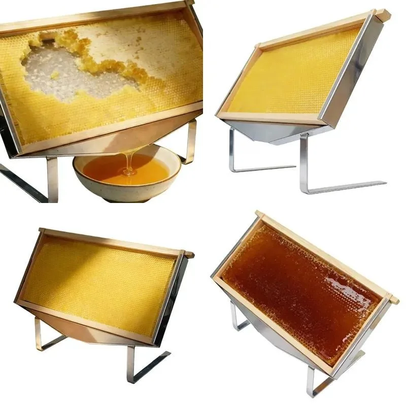Commercial Grade Manual Honey Extractor Drain Tray Self Draining Durable Food Grade Stainless Steel