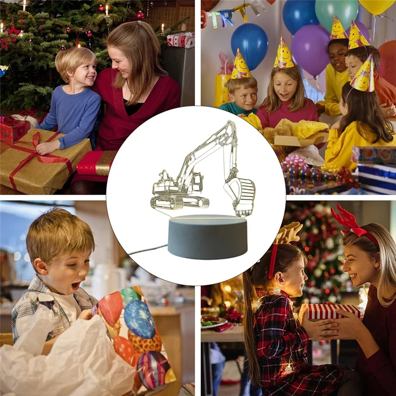 

AB46-3D Acrylic Light Excavator Truck With Night Light Base Kids Anniversary Gift Ideal For Kids Room Decor