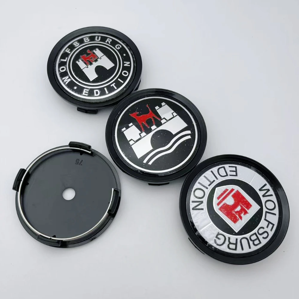 

4pcs 75mm Car Wheel Center Caps Wheels With Wolfsburg Edition Logo Emblem Hubcaps Auto Rim Centre Cover Styling Car Accessories