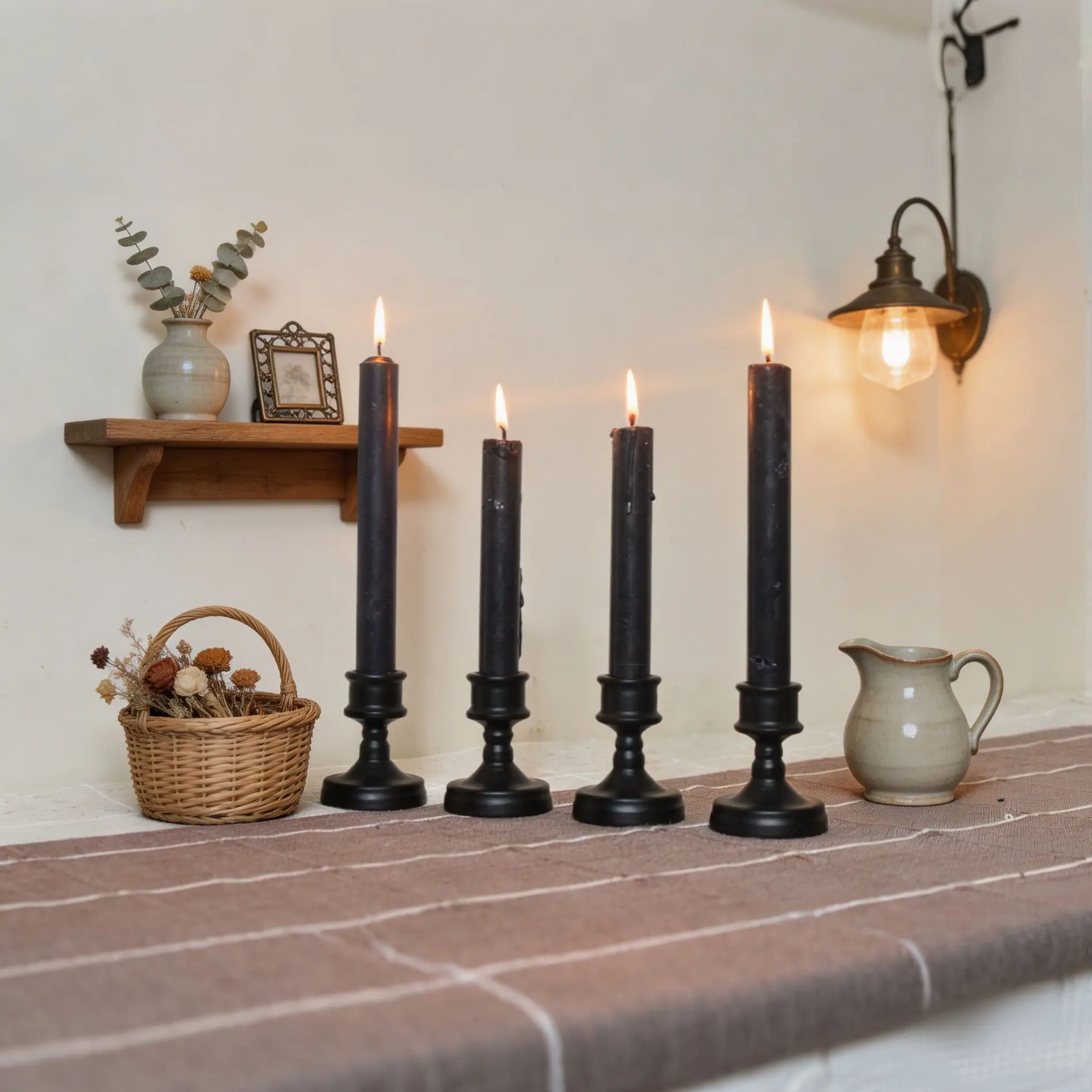 Black Wrought Iron Taper Candle Holder, Vintage Metal Candlestick for Wedding Dinner Table Centerpiece Home Decor Ornament