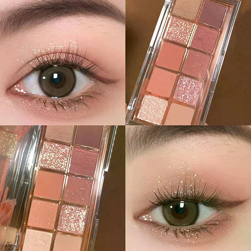 DIKALU Low Saturation 10 Colors Eyeshadow Palette Nude Shimmer Pearly Matte Earth Color Shiny Powder Eye Shadow Eye Pigments