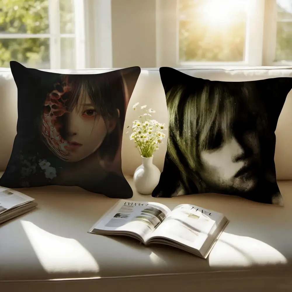 Horror Game R-Return To Silent Hill Cushion Cover Pillowcase Anti-dustmite Invisible Zipper Short Plush Sofa Cushion