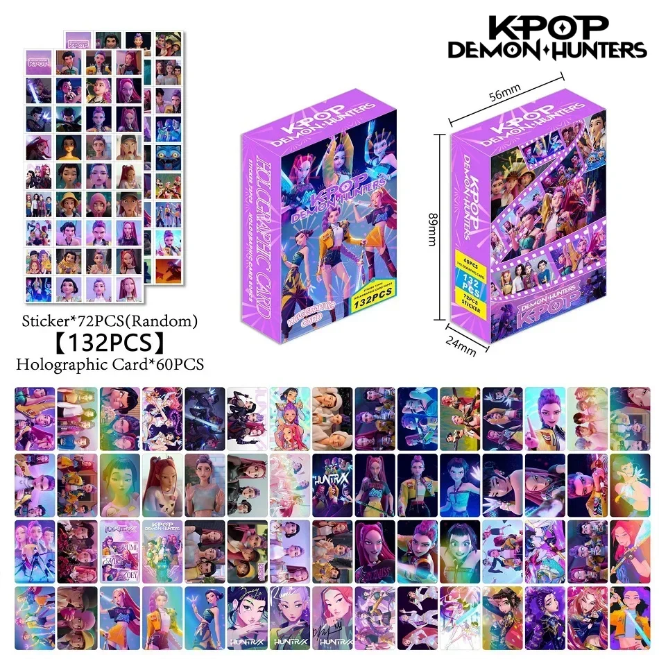132 Tarjetas/Caja Anime Kpop Party Card Devil, Set de Tarjetas Coleccionables, Tarjetas LOMO para Jugar, Tarjetas Holográficas, Juguete para Niños, Regalo de Cumpleaños