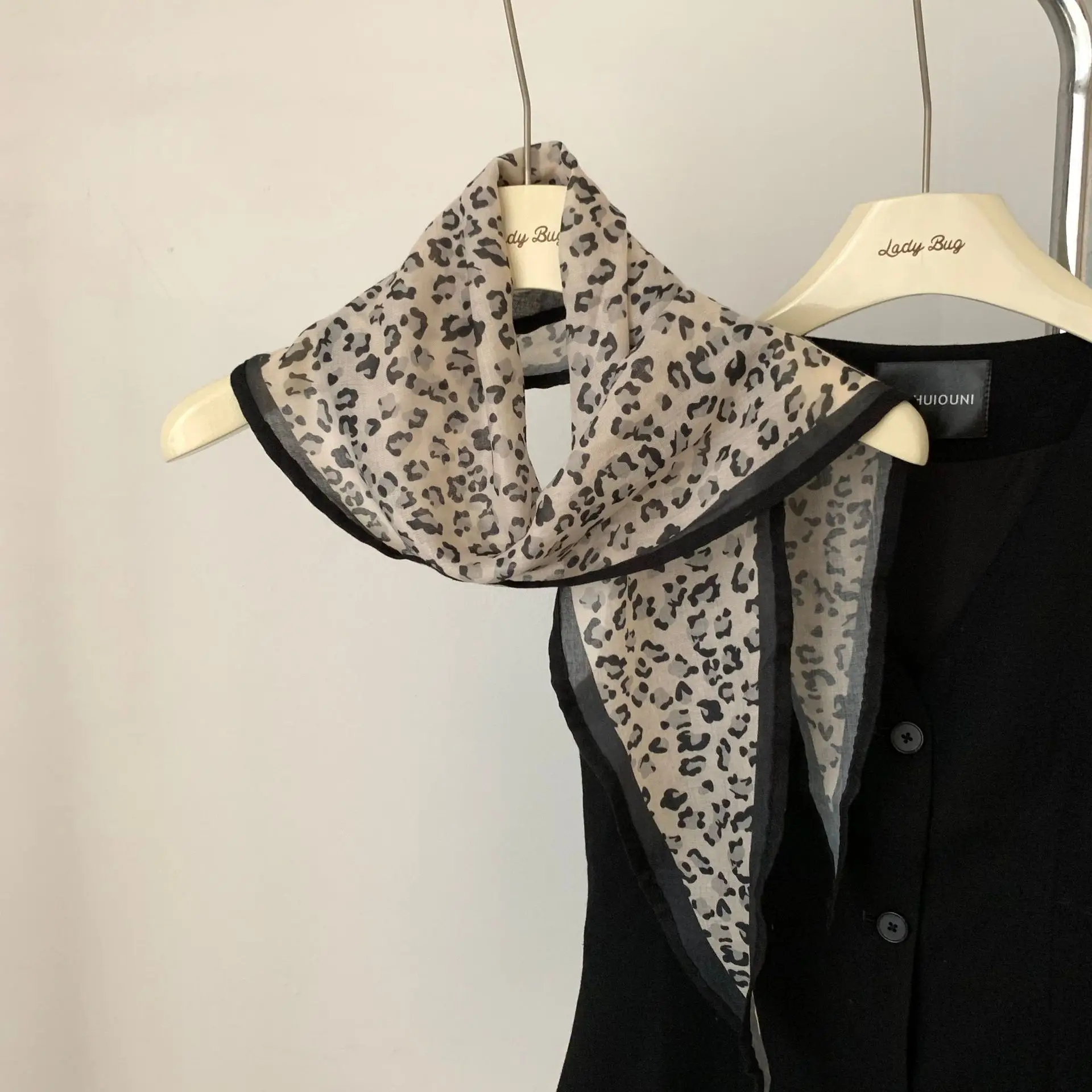 한국 스타일 그레이 블루 페이즐리 스카프 다이아몬드 빈티지 패턴 경량 목 봄 여름 패션 액세서리 여성용 남여 ​