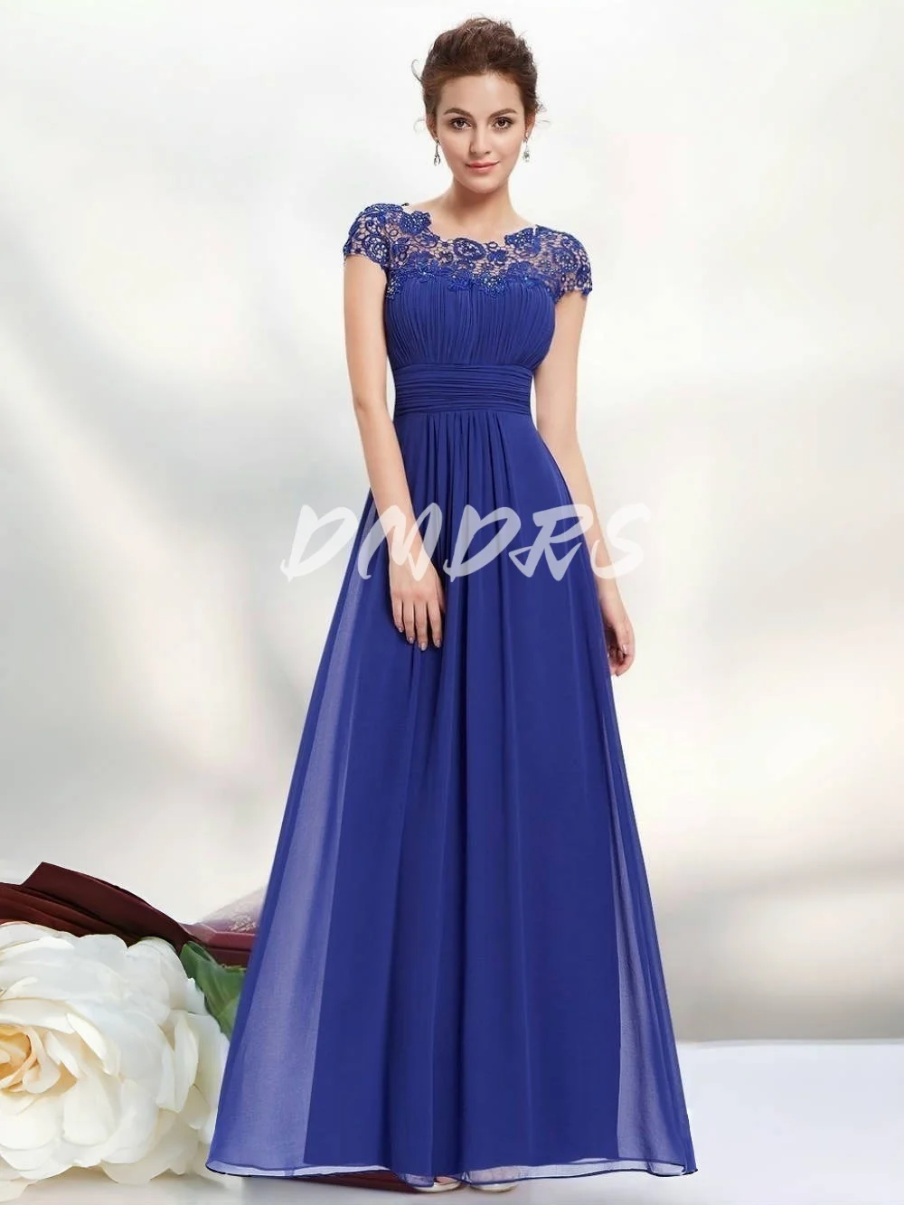 

Charming Chiffon Evening Dress Classic Short Sleeve A-line Party Gown Romantic Floor-Length Party Dresses فساتين سهرة