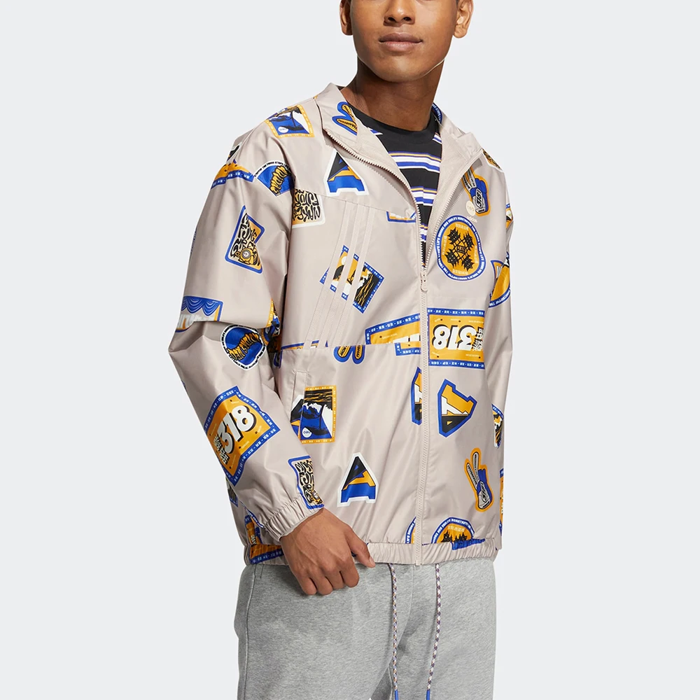 

Adidas Originals Line Casual Printed Windbreaker Fashionable All - Over Graphics Stylish For Daily Trendy Gatherings
