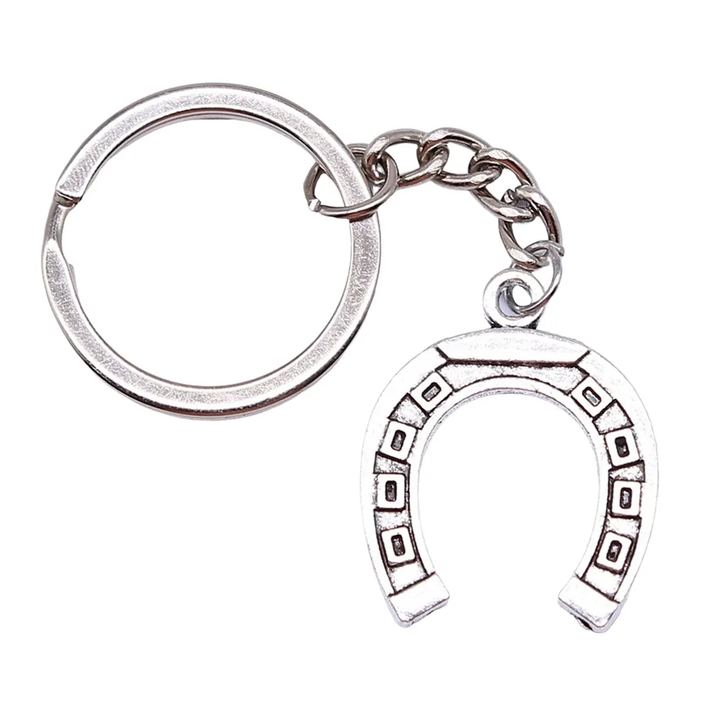 Dropshipping Antique Silver Color 30x24mm Horseshoe Pendant Keyring Souvenirs Gift