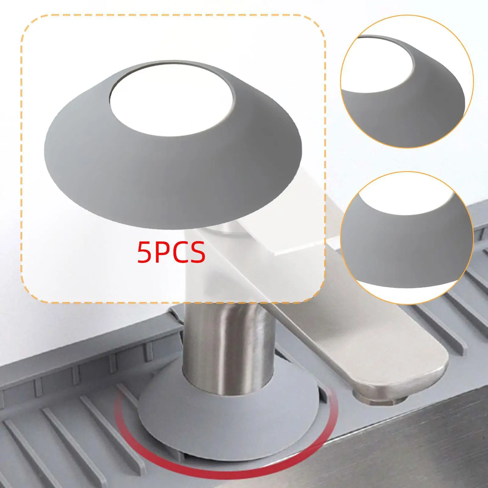 

5Pcs Faucet Splash Guards Easy to Clean Silicone for Bathroom Home Kitchen