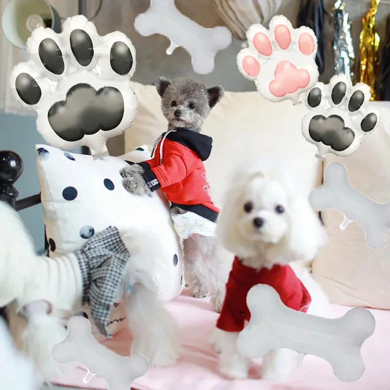 Cute Dog Footprint Foil Balloon Decorations Banner Dog Paw Pattern Balloon For Kids Son Pet Happy Birthday Party Supplies Favors