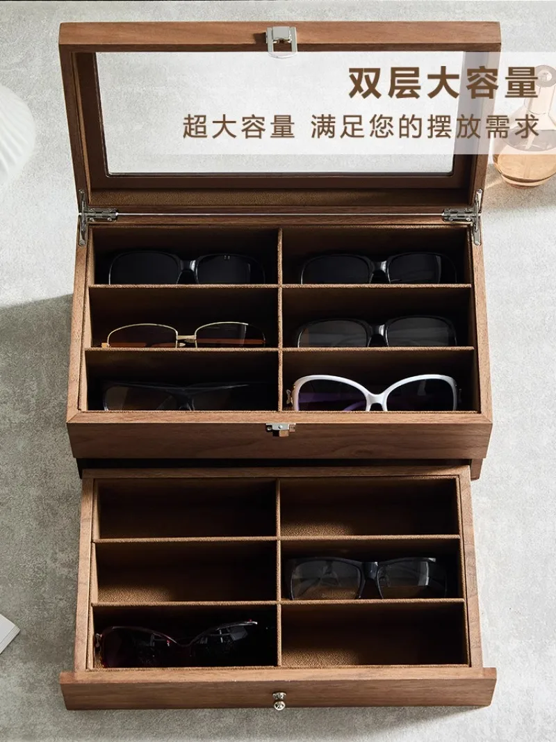 Glasses Sunglasses Jewelry Storage Box Wooden Multifunctional Large Capacity High-grade Exquisite Solid Sunglasses Display Box