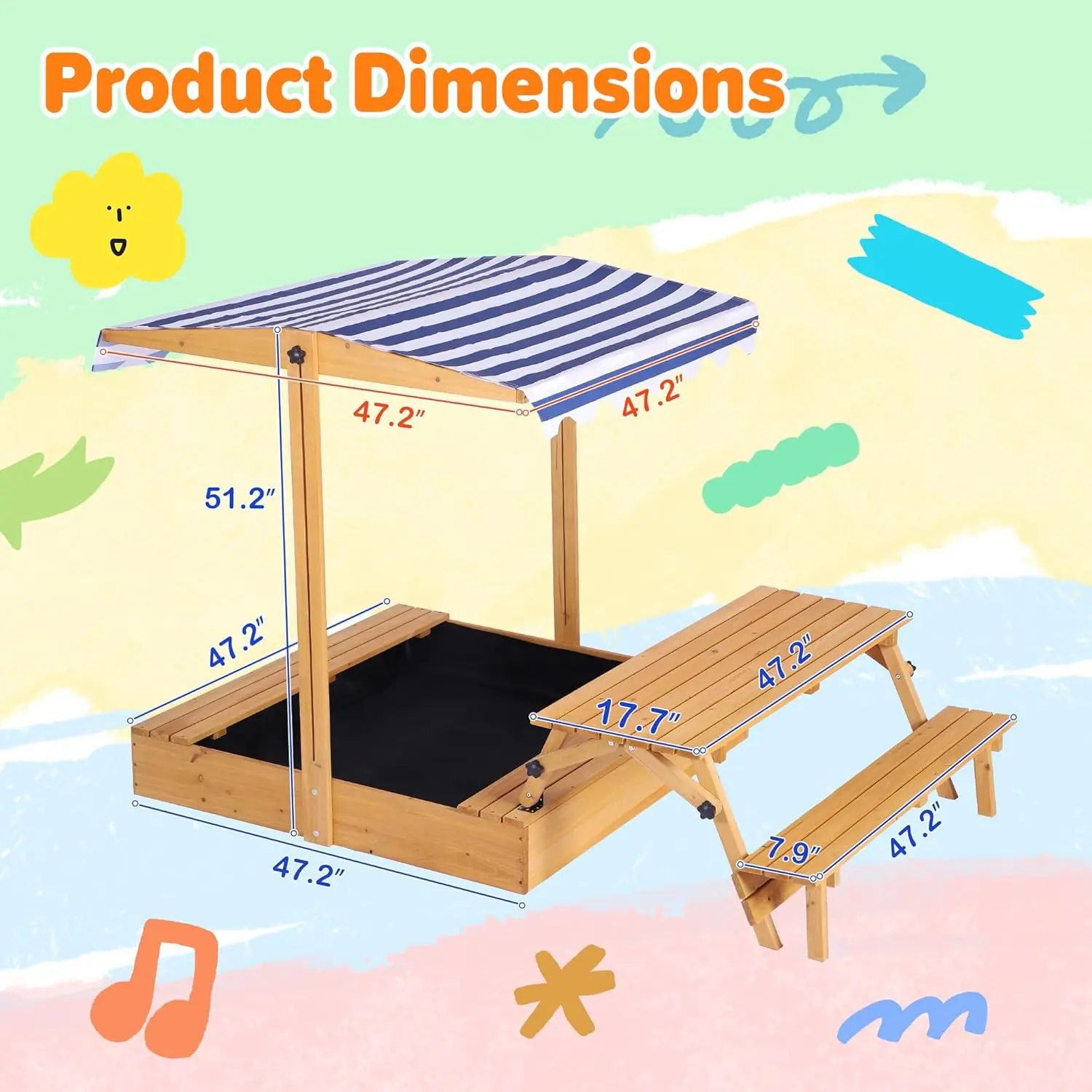 뚜껑이 있는 어린이 모래놀이 상자, 야외용 나무 모래 상자(피크닉 테이블 포함), 덮개가 있는 모래밭, 유아용 야외 놀이집