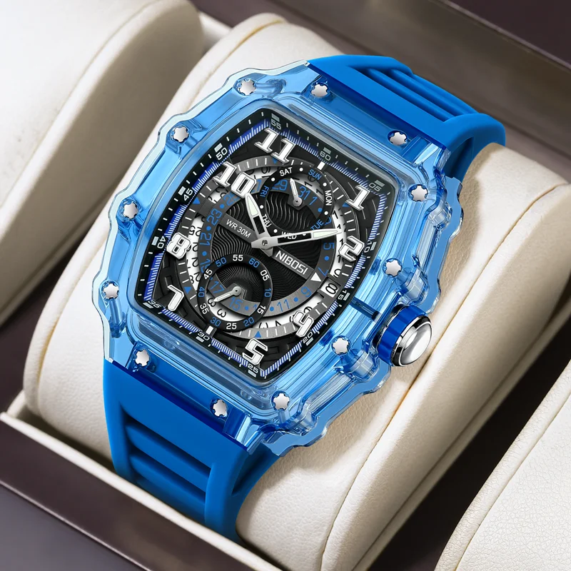

NIBOSI Watches Mens Skeleton Watch Top Brand Luxury Luminous Clock 30M Waterproof Watch For Men Quartz Wristwatches Reloj Hombre
