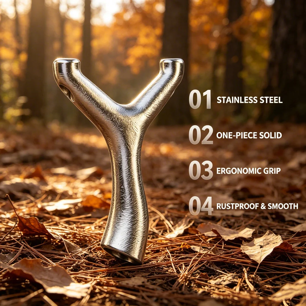 Stainless Steel Y-Shaped Slingshot with Hammered Texture Round Fork & Hollow Base for Outdoor Target Practice