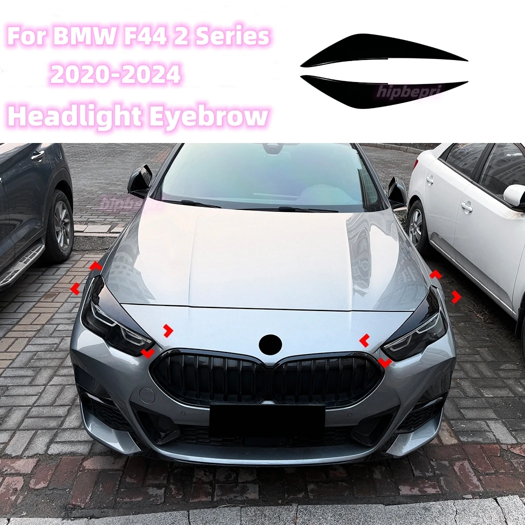 Car Headlight Evil Eyebrows Eyelids For BMW F44 2-series 2020 2021 2022-2024 Glossy Black Stickers