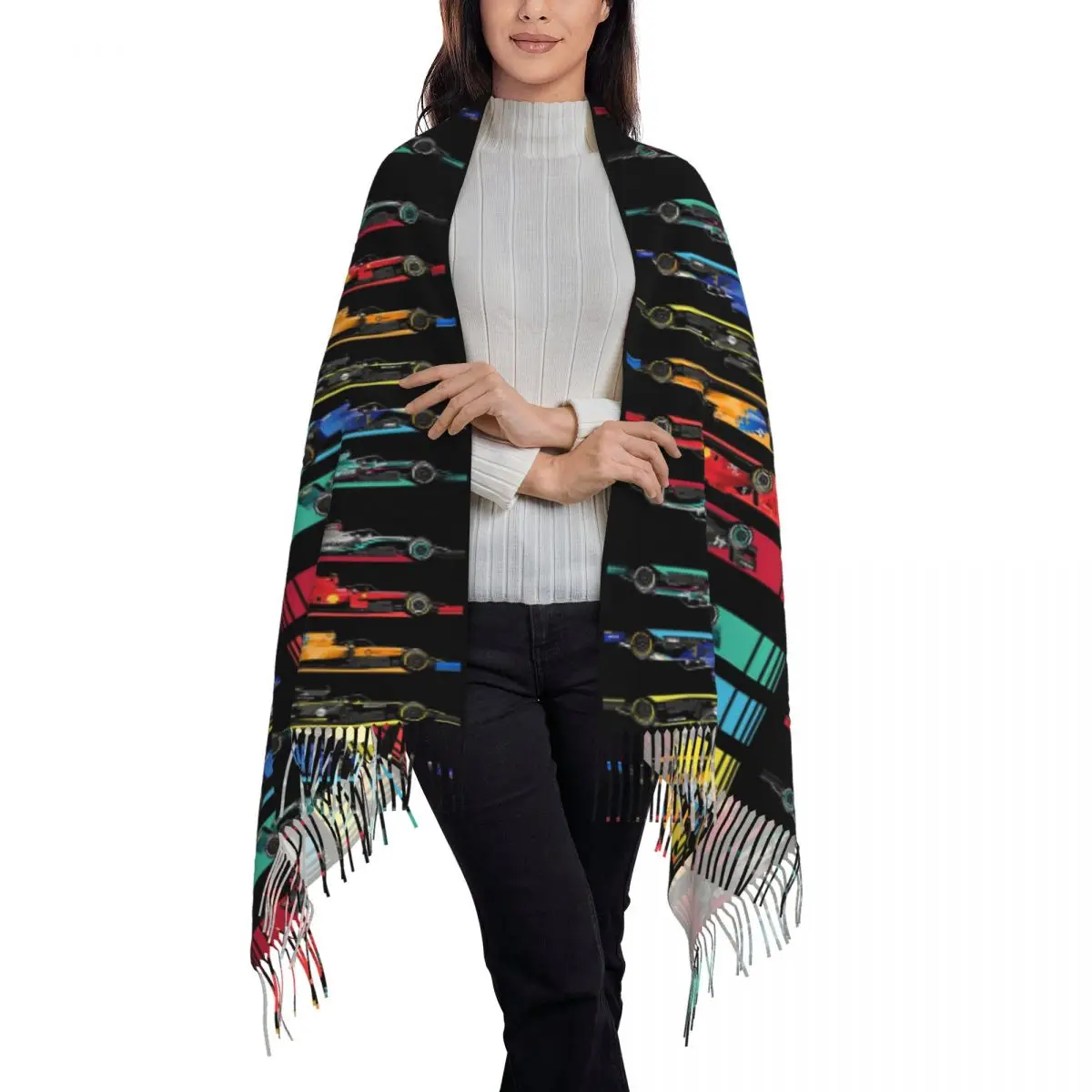 Formula Racing Cars 2023 Scarf Tassel Scarves for Women Soft Warm Shawls and Wraps Long Fall Winter Shawl Wrap