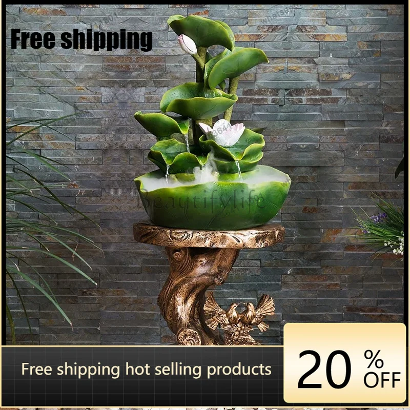 hot New Chinese-style floor-to-ceiling running water fountain ornament home jewelry decorative lotus leaf running water