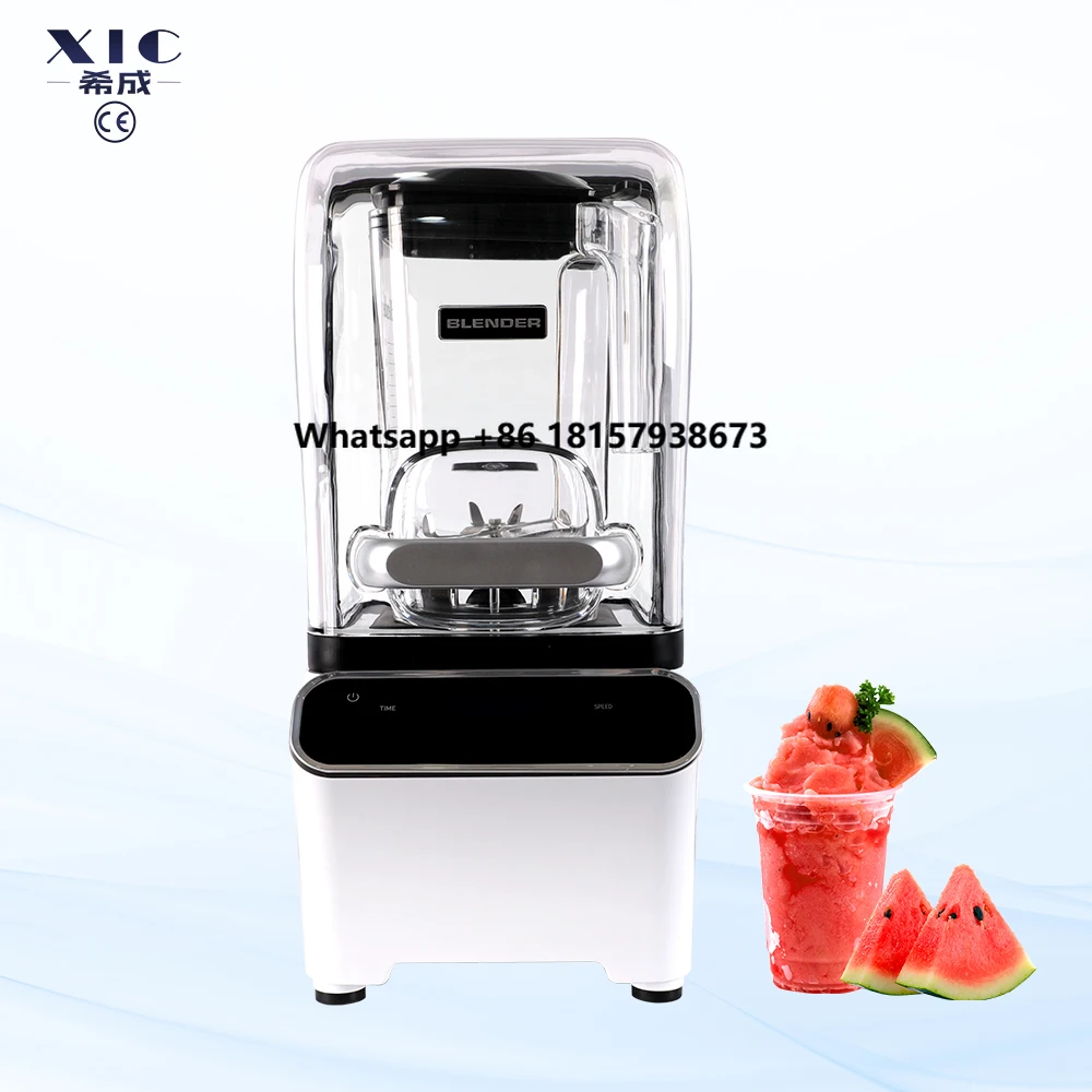 

2024 Commercial 1.8L Electric Fresh Fruit Juicer Smoothies Heavy Duty Blender Machine With Sound Cover Enclosure