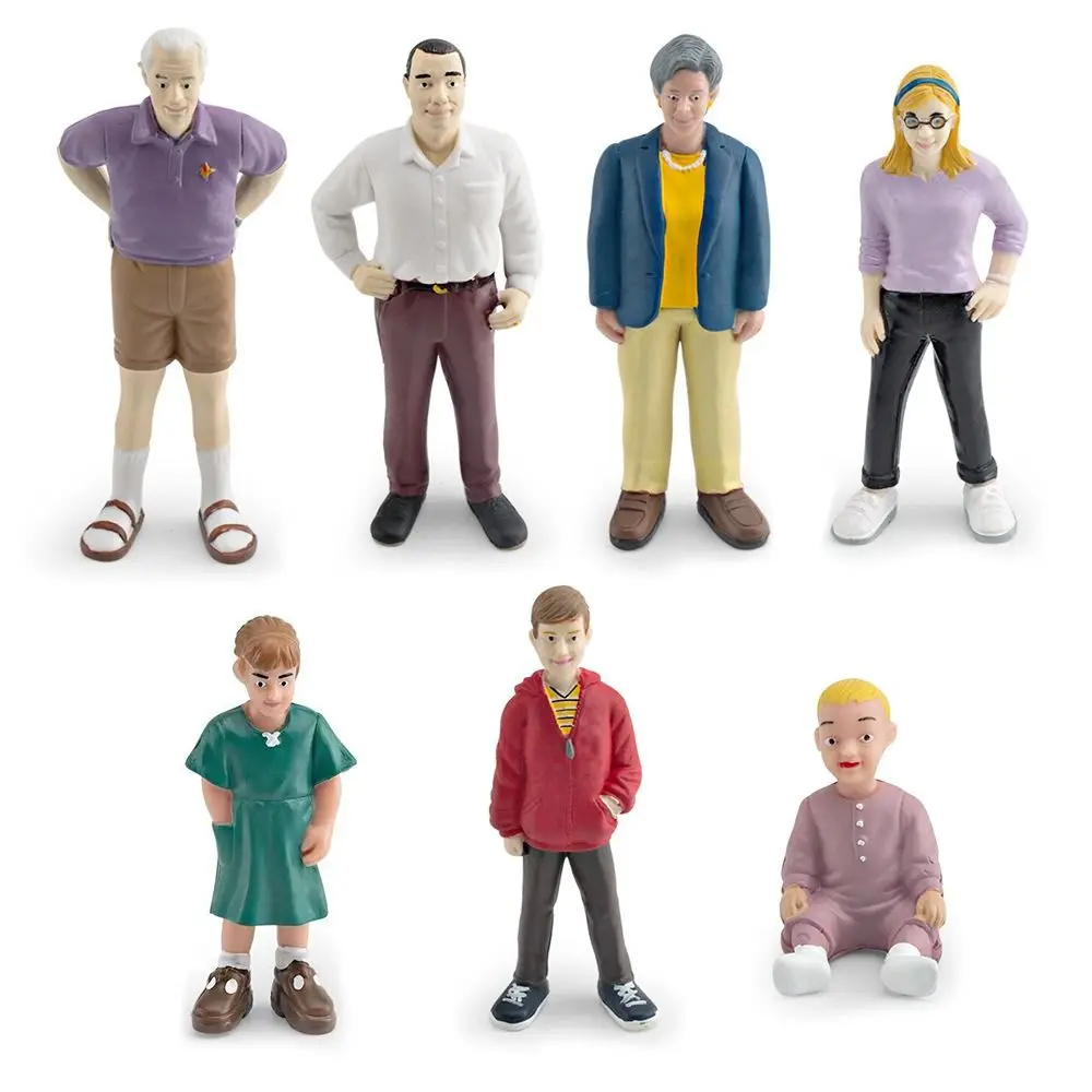 Realistic Detailed Miniature People Model Hand Painted Pretend Play Family Role Play Figurines PVC Material Different Postures