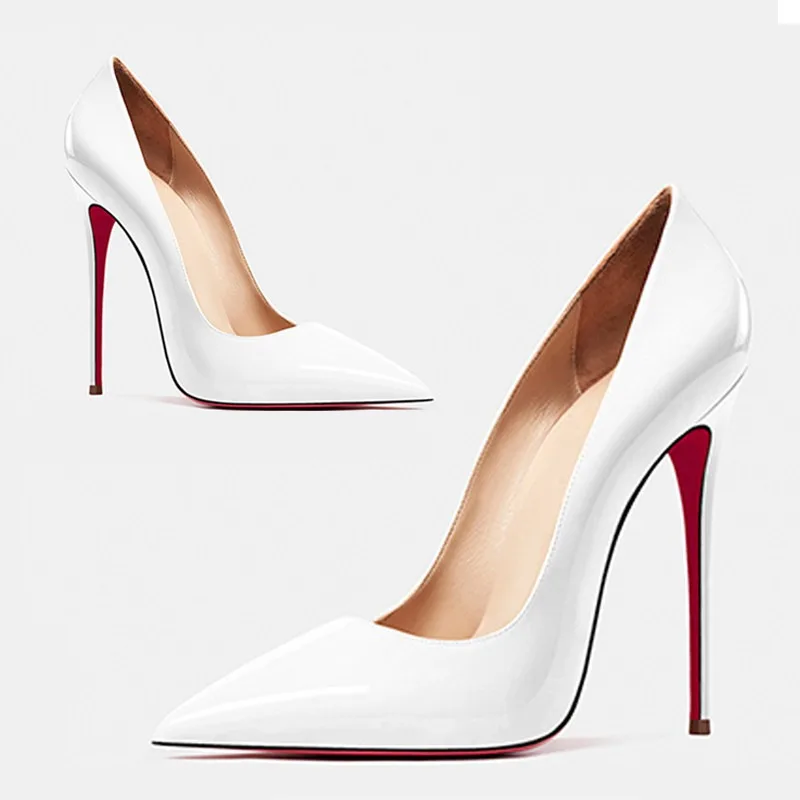 2025 European and American slim and sexy high heels, pointed shallow mouth black patent leather temperament work shoes