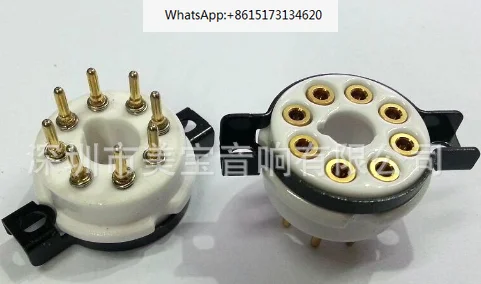 10PCS Gold Plated Pins K8A 8pin Octal PTFE Vacuum Tube Socket Valve Tube Base For KT88 KT66 EL34 5AR4 6L6 6CA7 6SL7 6SN7