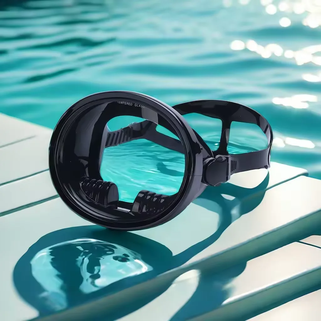 Adults Oval Diving Mask Spearfishing Mask Classic Retro-Style Panoramic Wide View Scuba Goggles Tempered Glass Lens Goggles
