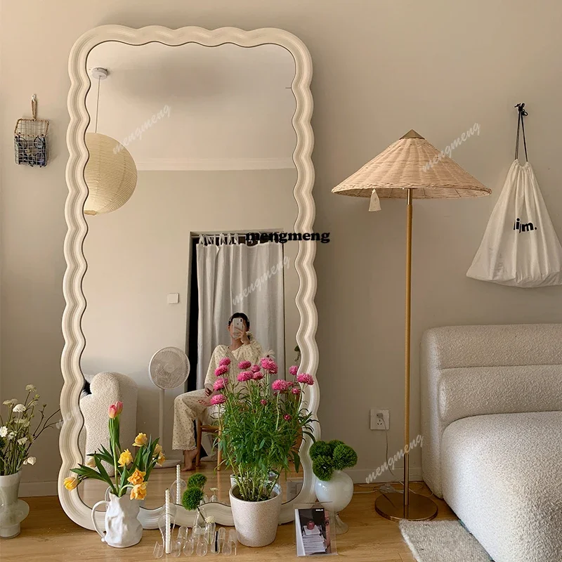 Hot sales elegant luxury wave mirror 200cm Modern high-end design floor mirror Alien creativity specchiera da pavimento home fur