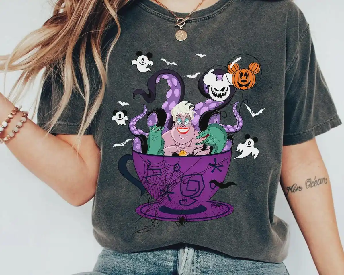 قميص ديزني الأشرار للهالوين قميص زي ديزني للهالوين قميص أورسولا آرييل للهالوين #1