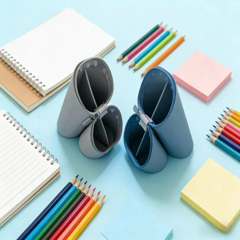 Large- Capacity Silicone Pencil Case Eco-Friendly Soft Macaron Expandable Stationery Storage Bag Durable Multifunctional