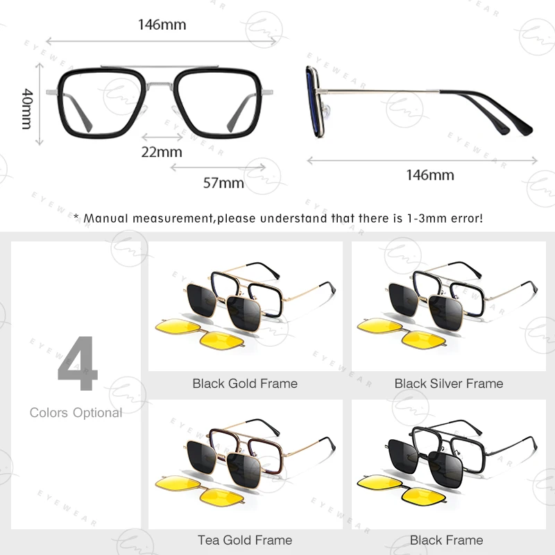 LM ترقية 3 في 1 مشبك مغناطيسي على النظارات عدسات قابلة للطي ظلال كلاسيكية UV400 الاستقطاب النظارات الشمسية الرجال نظارات الكمبيوتر البصرية #4