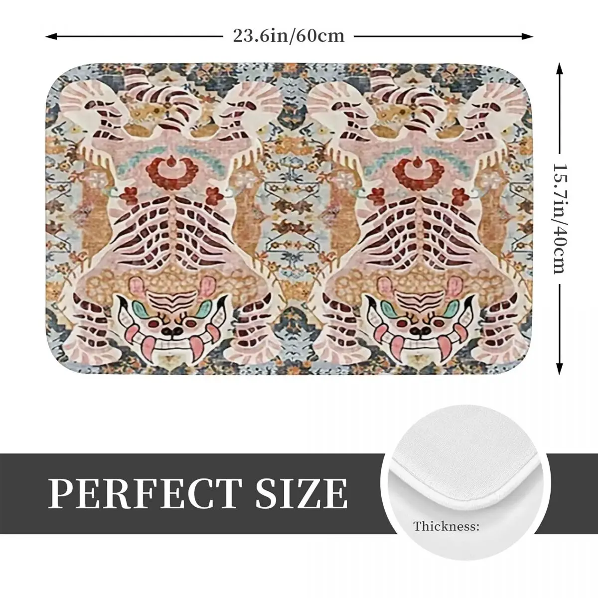 Tiger Persian Ethnic Style Non-slip Doormat Floor Mat Dust-proo Carpet Rug for Kitchen Entrance Home Balcony Footpad Mats