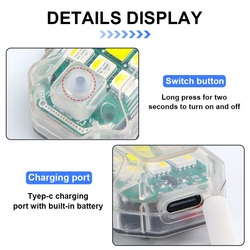 SEAMETAL Draadloze bediening LED-stroboscooplamp Auto-/motorfietswaarschuwingslamp Voorkom botsing Veilig nachtrijden 350 mAh Oplaadbaar