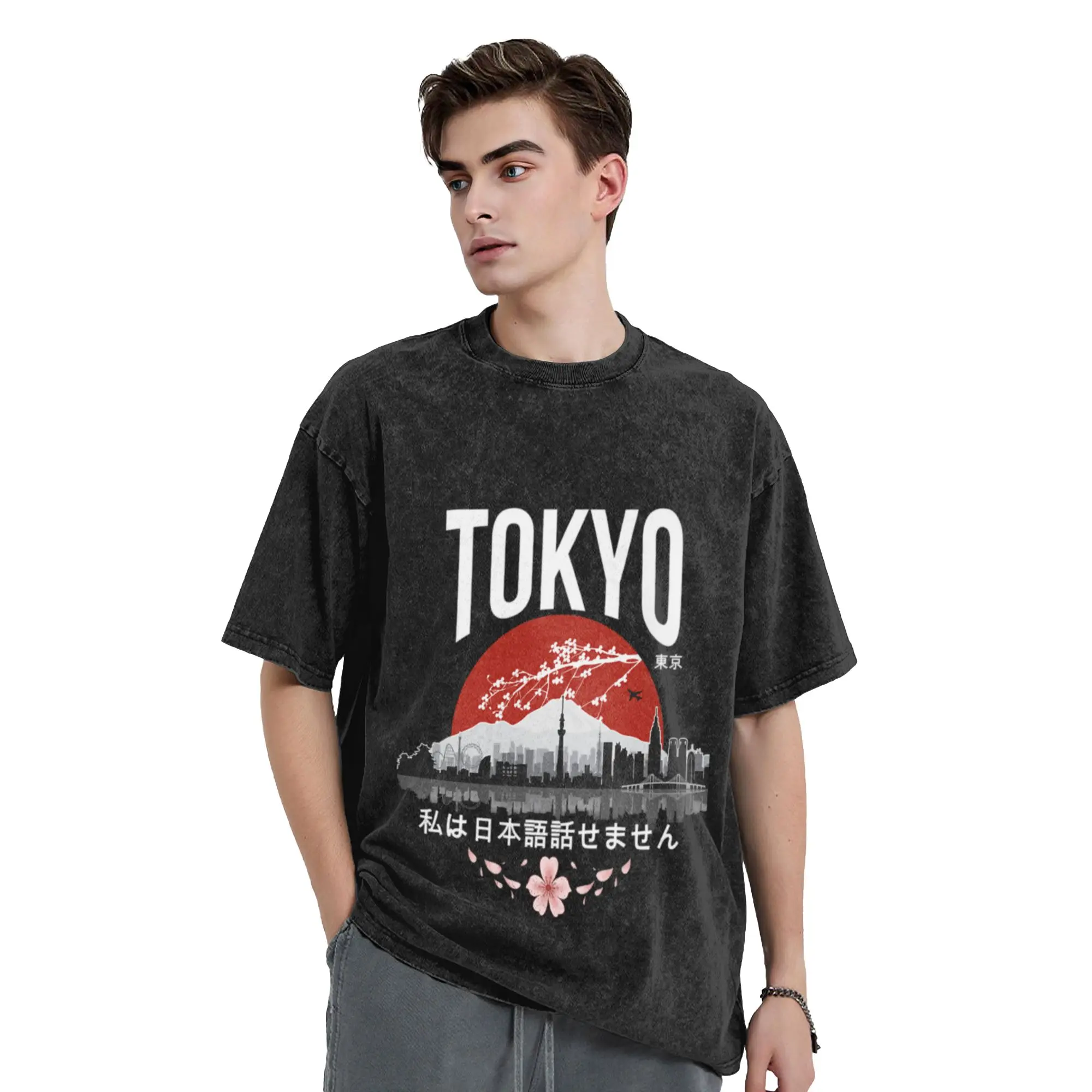 Tokyo - I don t speak Japanese  White Version  Classic Chic A T-Shirt Oversized Short Sleeve Men's Women's Cotton Tees Tops