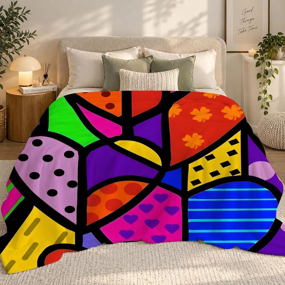 Artist R-Romero B-Britto Throw 240g flannel blanket, suitable for sofas, beds, offices, exquisite gift blankets