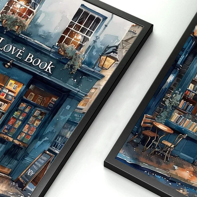 Modern Classics Library City Bookstore Cat Cafe Posters Prints Canvas Painting Wall Art Picture Living Room Home Decor