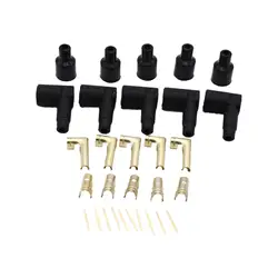 5x Coil Spark Plug Coil Boot Terminal Set Push On Terminal Straight Rubber Boot Terminal Ignition Wires Spare Parts Premium