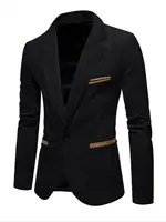 Men's Corduroy Blazer Jacket Medium Thick Business Suit Spring & Fall Season Fitted Design Woven Fabric Style 2