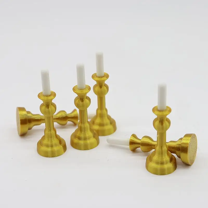 1/2Pcs Dollhouse Miniature Golden Candle Holder 1:12 Mini Candlestick Model Doll House Dining Room Home Decor DIY Accessories