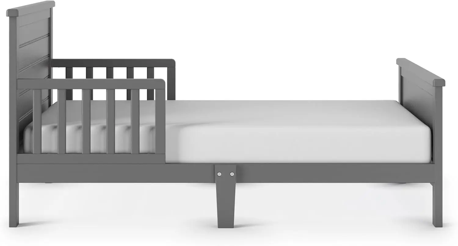 سرير أطفال مسطح من Woodland، خشب الصنوبر، قضبان حماية، تصميم منخفض، حصاة مصقولة