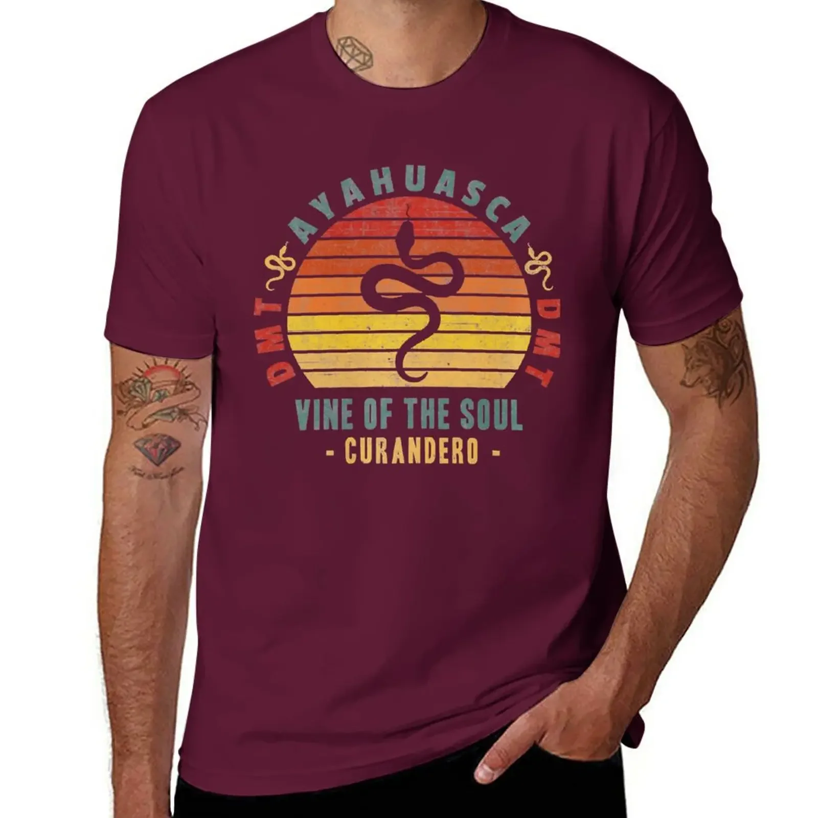 Summer Tops Mens Champion T Shirts New Ayahuasca Shaman, Vine of The Soul Serpent, Curandero Healer Summer Funny Style Cotton