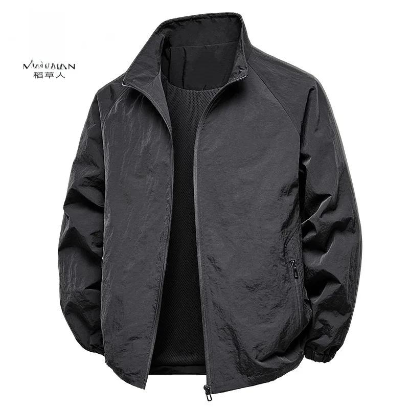 

Повседневная свободная мужская куртка 2025 года, осенняя, простая, универсальная, с воротником-стойкой, износостойкая верхняя одежда для мужчин среднего и старшего возраста