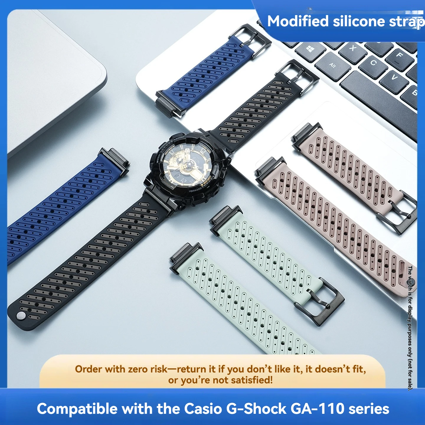 Suitable for Casio two-color silicone watch strap GA100/110/120 breathable sports waterproof replacement watchband accessories