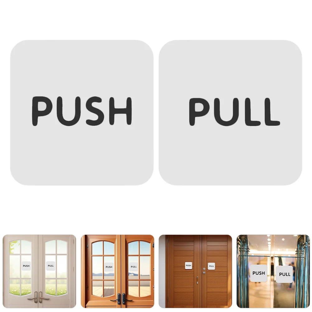 

2Pairs Acrylic Door Push Pull Sticker Signs Transparent Self Adhesive Labels for Office Store Business Glass Doors