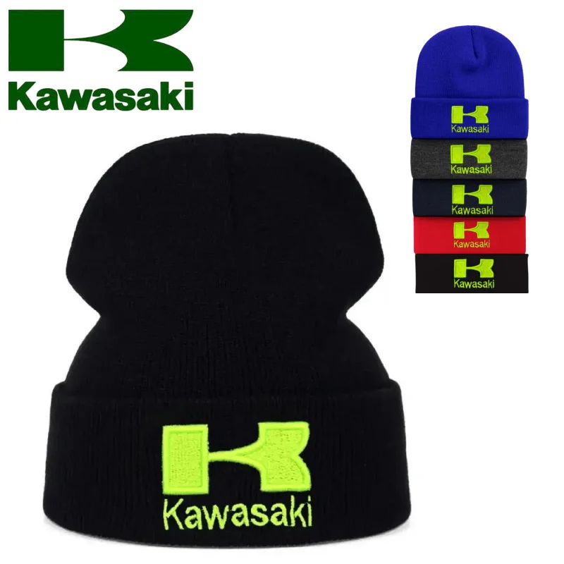 5-Color Kawasaki Hat Fashion Bean Hat Men's and Women's Sports Hat Winter Warm Embroidered Kawasaki Knitted Hat Ski Climbing Hat