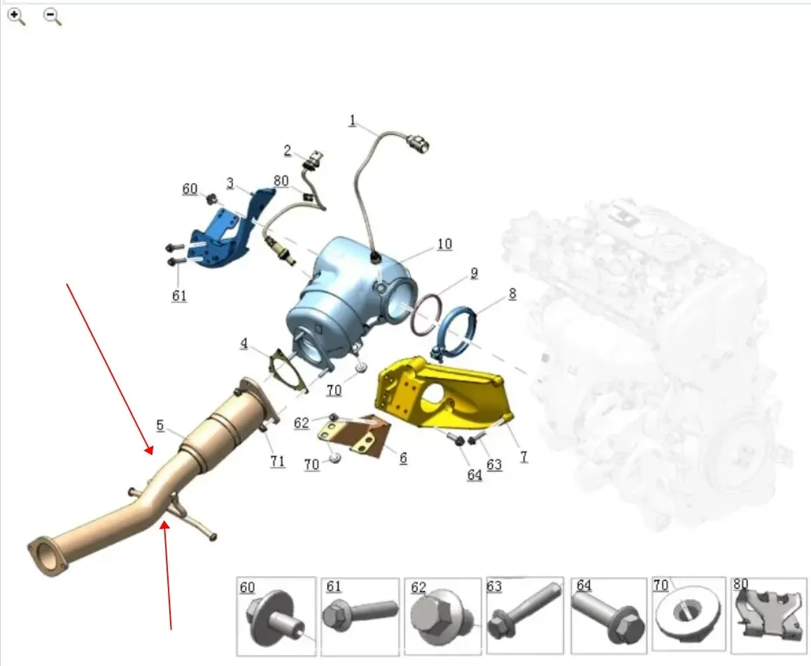 It is suitable for the new original exhaust pipe of the three-way catalytic front section of the Lynk & Co 6AT/2.0T engine