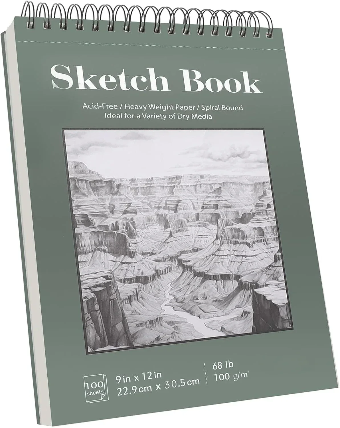 Carnet de croquis 9x12, bloc de papier à dessin, 100 feuilles, carnet de croquis à spirale supérieur, carnet de croquis pour enfants 68lb/100g/m2, fournitures d'art pour adultes