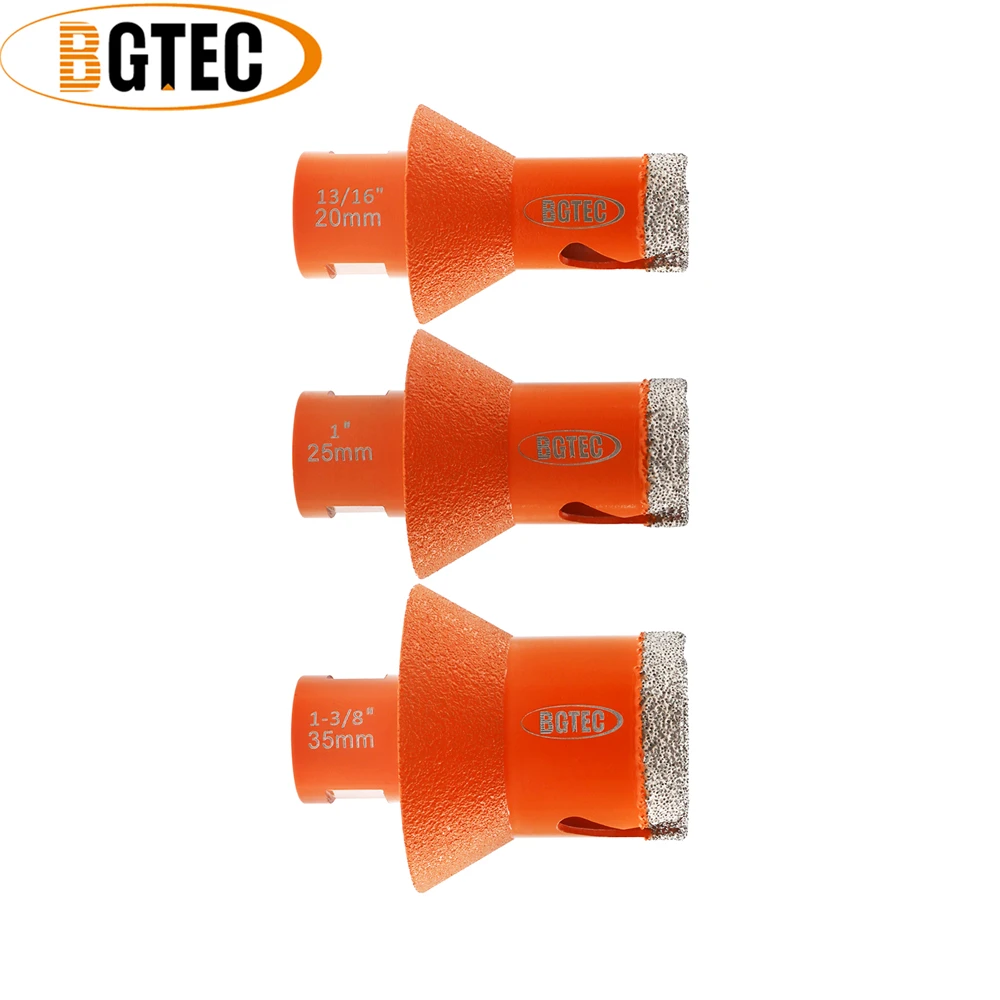 BGTEC 1pc Dia20/25/35mm 5/8-11 Thread Diamond  Drill Core Bits Chamfer Grinding Milling Masonry Granite Drilling Crown Saw Tile