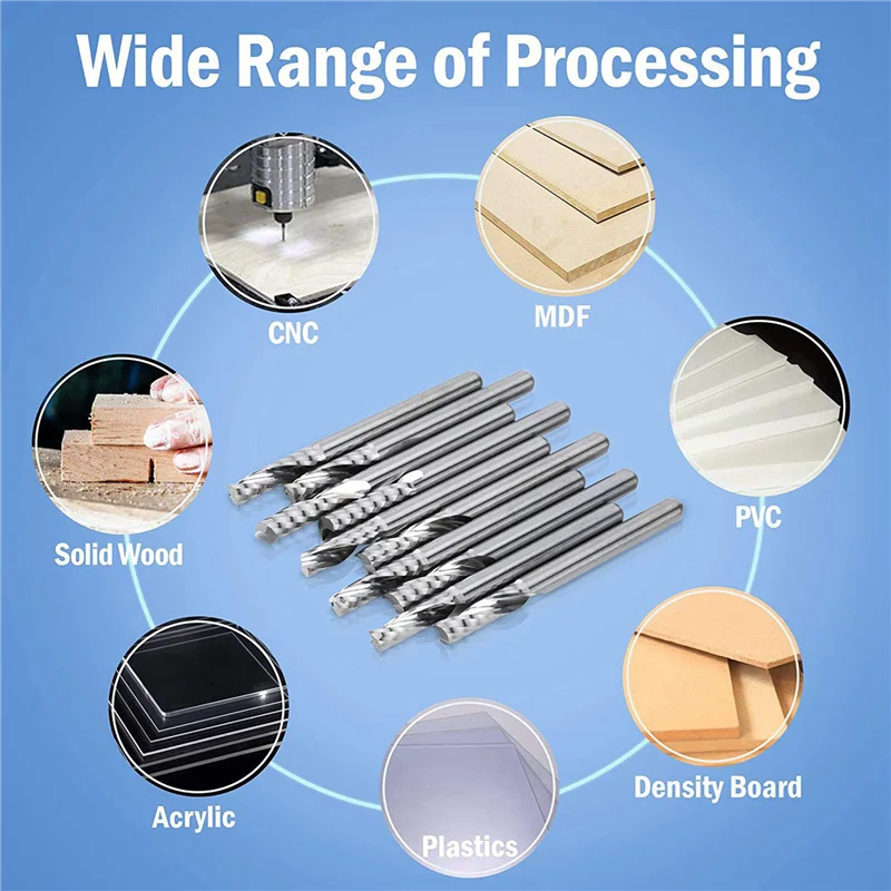

ABUL-30 Pack CNC Router Bits 1/8 Inch Shank Spiral Upcut Router Bit Single Flute End Mill Set Milling Cutter Tungsten Steel