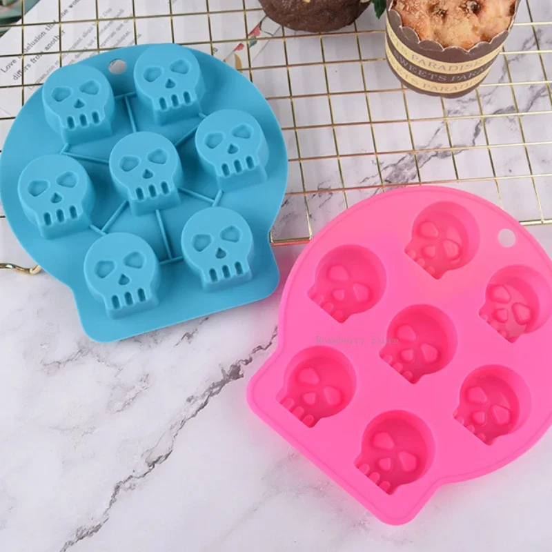 Silicone Soap Mould Halloween Chocolate Bat Skull Ghost Ice Grid Mold Cartoon Chocolate Cake Baking Candle Molds